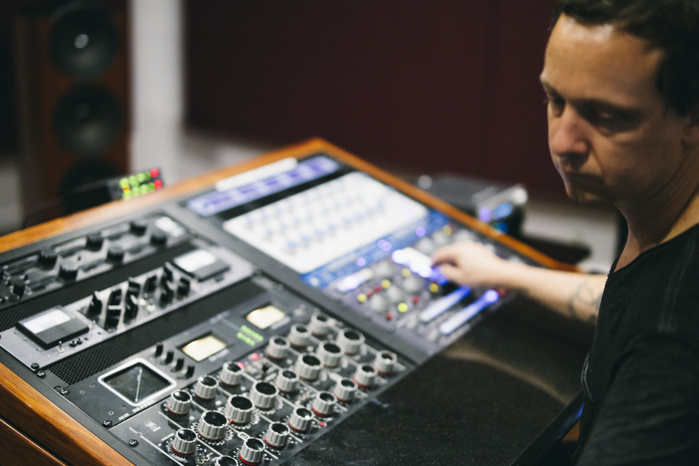 Recording engineer Dan Walker at work in his studio